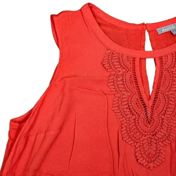 Daniel Rainn Orange Blouse Sleeveless Size 2X Embroidered Accents Front and Back - Picture 7 of 10